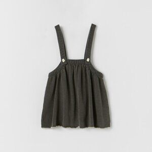 Zara Kids Denim Skirt With Suspenders Faded Black
